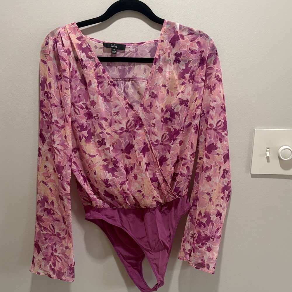 Lulu's Pink Floral Bodysuit